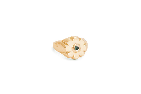 Large Fleur Signet Sapphire - Gold