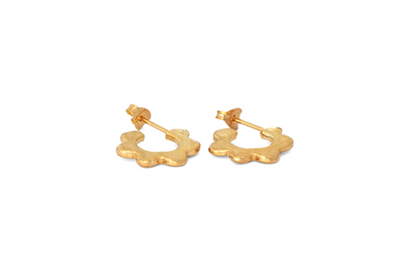 Mini Fleur Hoops - Gold