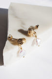 Mini Spirals With Pearls - Gold
