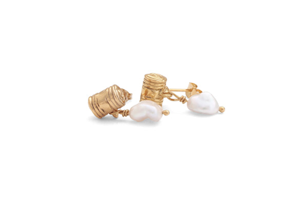 Mini Spirals With Pearls - Gold