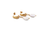 Splash Hoops w/ Pearls - Gold