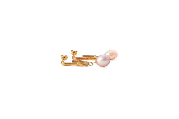 Fluid Hoops w/ Pearls - Gold