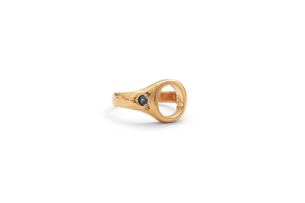Hollow Signet with Sapphire - Gold