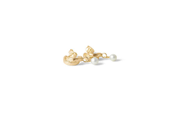 Mini Double Hoop w/ Pearl - Gold