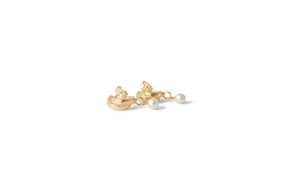 Mini Double Hoop w/ Pearls - Gold