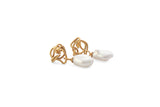 Reflection Earrings w/ Pearls - Gold