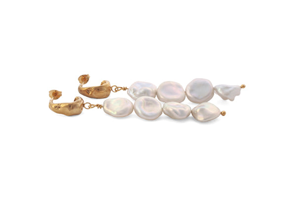 Splash Hoops w/ XL Pearls - Gold